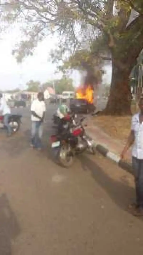 Panic as car explosion rocks Benue Government House [PHOTOS]